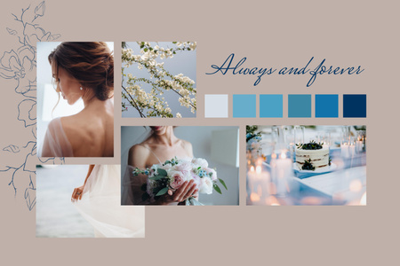 Beautiful Love Story with Bride Mood Board Design Template