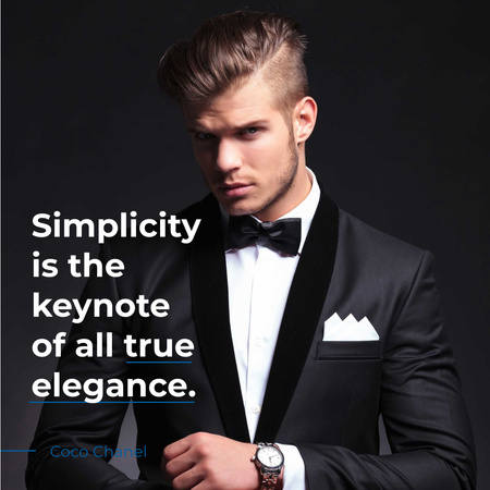 Elegance Quote Businessman Wearing Suit Instagram AD Tasarım Şablonu