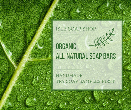 Organic Cosmetics Ad Drops on green Leaf Facebook Design Template