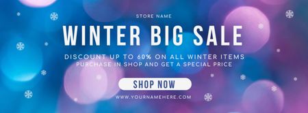 Platilla de diseño Winter Big Sale Offer with Blue and Purple Bubbles Facebook cover