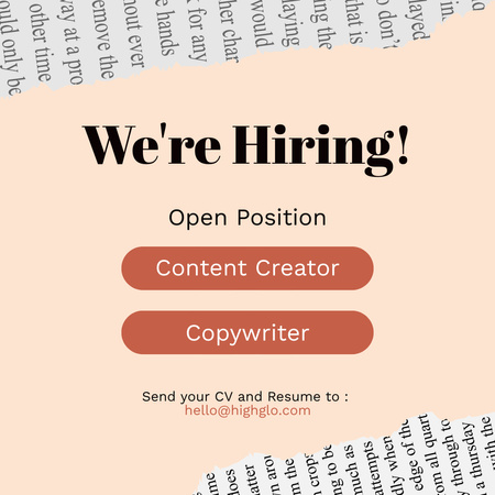 Writers hiring ripped paper style Instagram Design Template