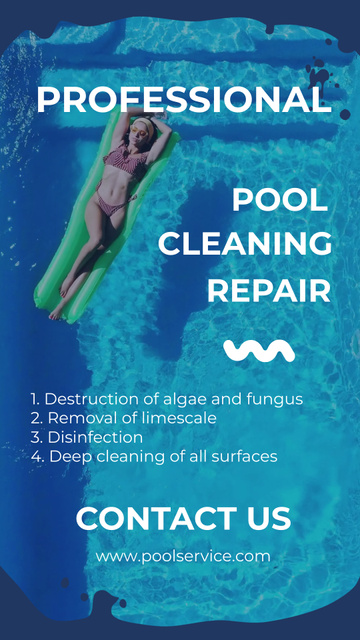 Offering Professional Pool Cleaning and Repair Services Instagram Video Story Šablona návrhu