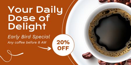 Designvorlage Happy-Hours-Promo für Morgenkaffee-Angebot für Twitter
