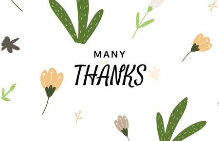 Short Thankful Quote with Flowers Thank You Card 5.5x8.5in Design Template