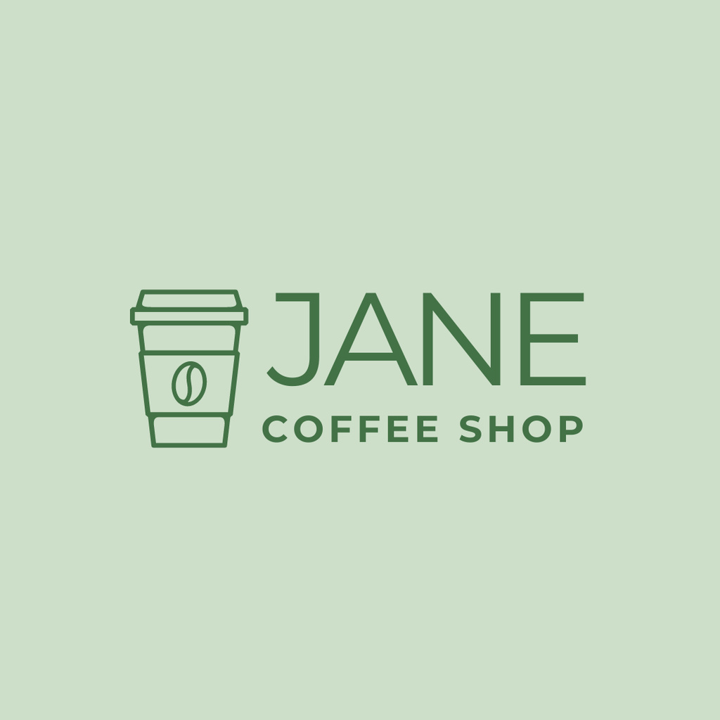 Ontwerpsjabloon van Logo 1080x1080px van Coffee Shop Advertisement on Green
