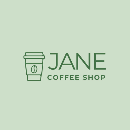 Coffee Shop Advertisement on Green Logo 1080x1080px Design Template