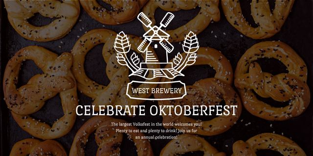 Oktoberfest Celebration Together with Traditional Pretzel Image Design Template