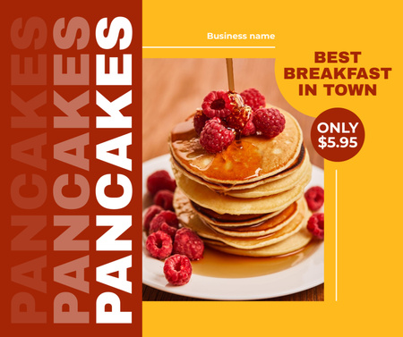 Platilla de diseño Offer of Best Breakfast in Town with Pancakes Facebook