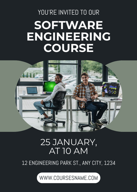 Platilla de diseño Software Engineering Course Announcement Invitation