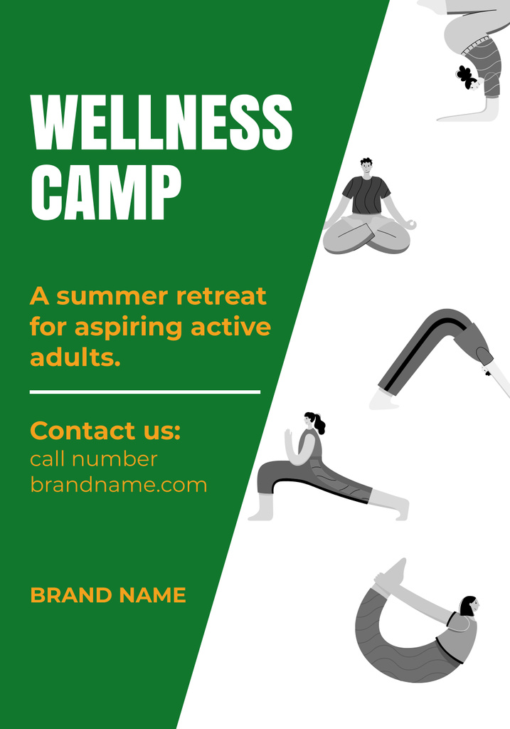 Stunning Wellness Camp For Active Adults Offer Poster 28x40in Πρότυπο σχεδίασης