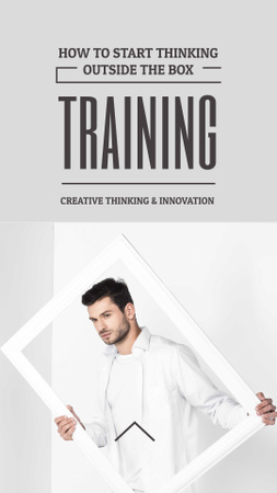 Designvorlage Kreativagentur Anzeige Man Holding Frame in Weiß für Instagram Story