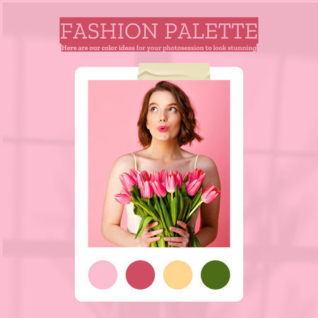 Muotivaatteiden paletti vaaleanpunainen Instagram Design Template