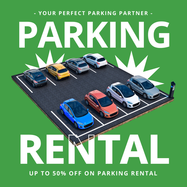 Designvorlage Discount on Parking Rental on Green für Instagram AD