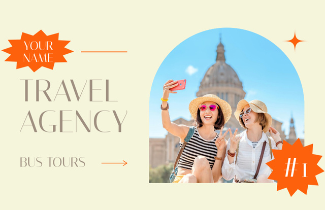 Bus Tour Offer from Travel Agency Business Card 85x55mm – шаблон для дизайна