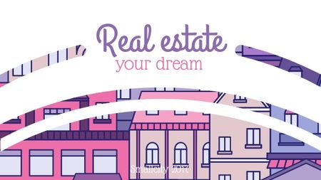 Real Estate Ad with Modern Buildings Title Design Template