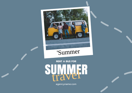 Designvorlage Summer Tour Offer by Hire Bus für Flyer A5 Horizontal