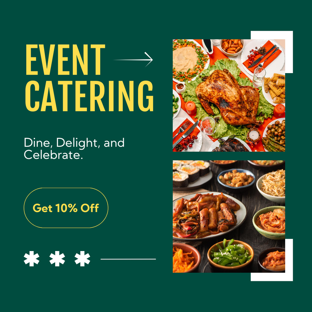 Ontwerpsjabloon van Instagram AD van Event Catering Ad with Tasty Dishes