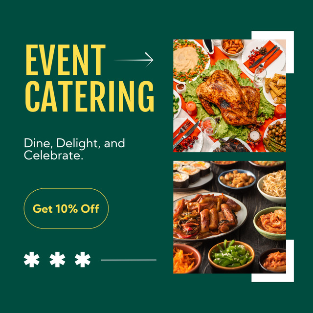 Event Catering Ad with Tasty Dishes Instagram AD tervezősablon