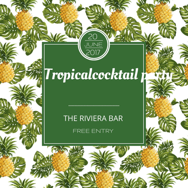 Template di design Tropical cocktail party Invitation with Pineapples Instagram
