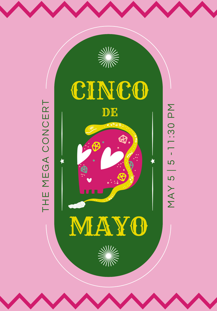 Cinco De Mayo Celebration Announcement in Pink Poster 28x40inデザインテンプレート