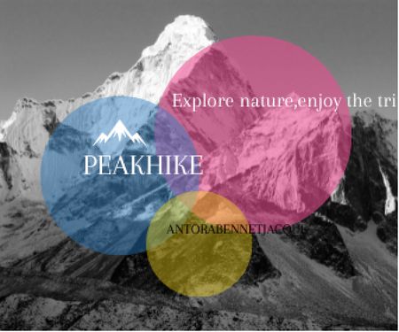 Template di design Hike Trip Announcement Scenic Mountains Peaks Large Rectangle