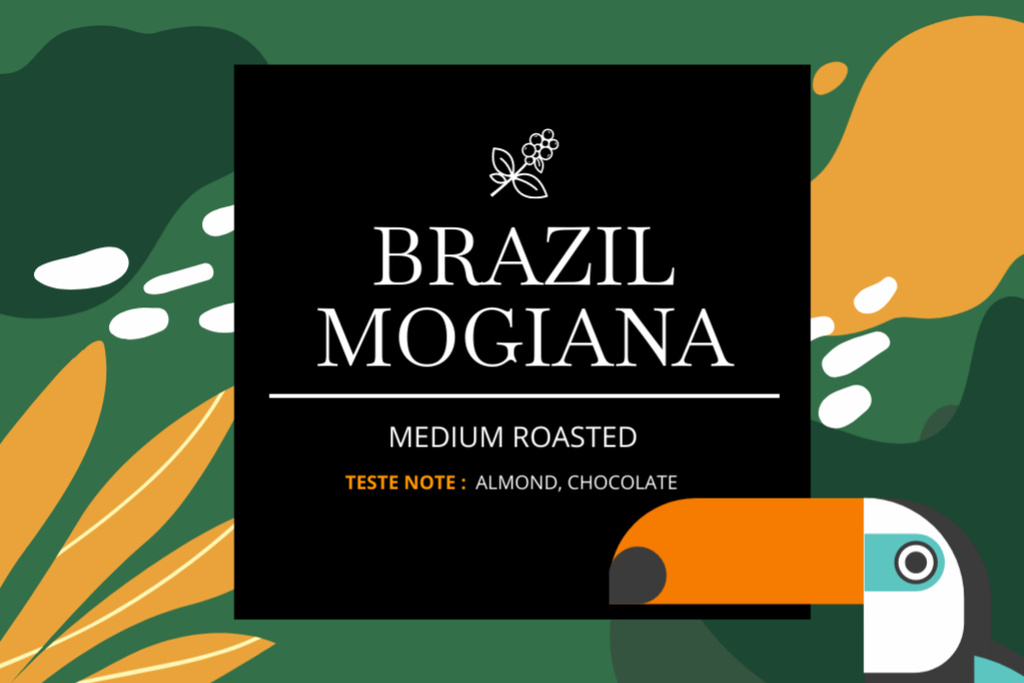 Ontwerpsjabloon van Label van Brazil Mogiana Coffee
