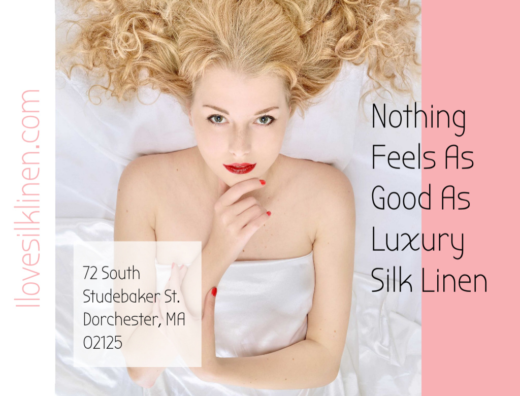 Woman Sleeps on Silk Linen Postcard 4.2x5.5in Design Template