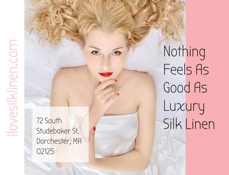 Luxury silk linen with Tender Woman Postcard 4.2x5.5in Design Template