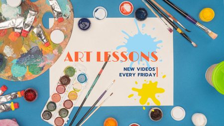 Art Lecture Series with Brushes and Palette Youtube Design Template