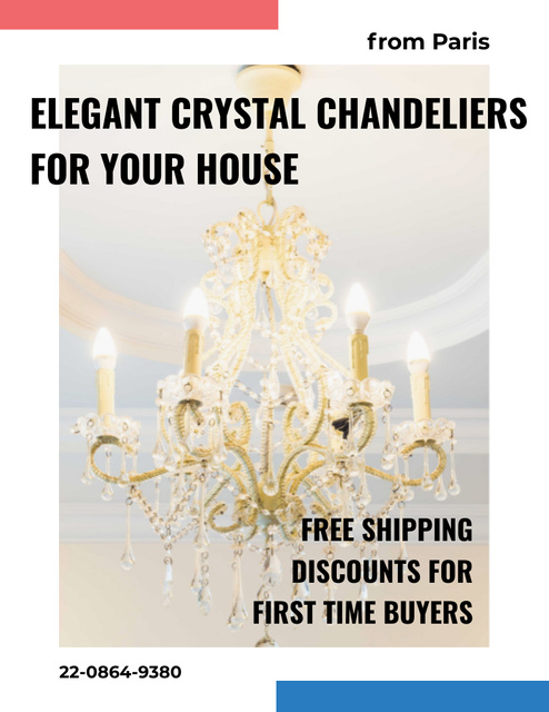 Exquisite Crystal Chandeliers With Discount For First-time Buyer Flyer 8.5x11in – шаблон для дизайна