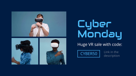 Platilla de diseño Cyber Monday Huge Sale of VR Glasses Full HD video