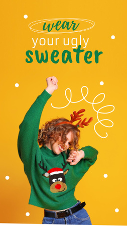 Christmas Sweater Party Announcement Instagram Story Tasarım Şablonu