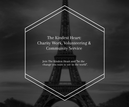 Charity Quote on Eiffel Tower view Large Rectangle Design Template