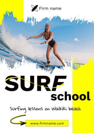 Surfing School Ad Poster Modelo de Design