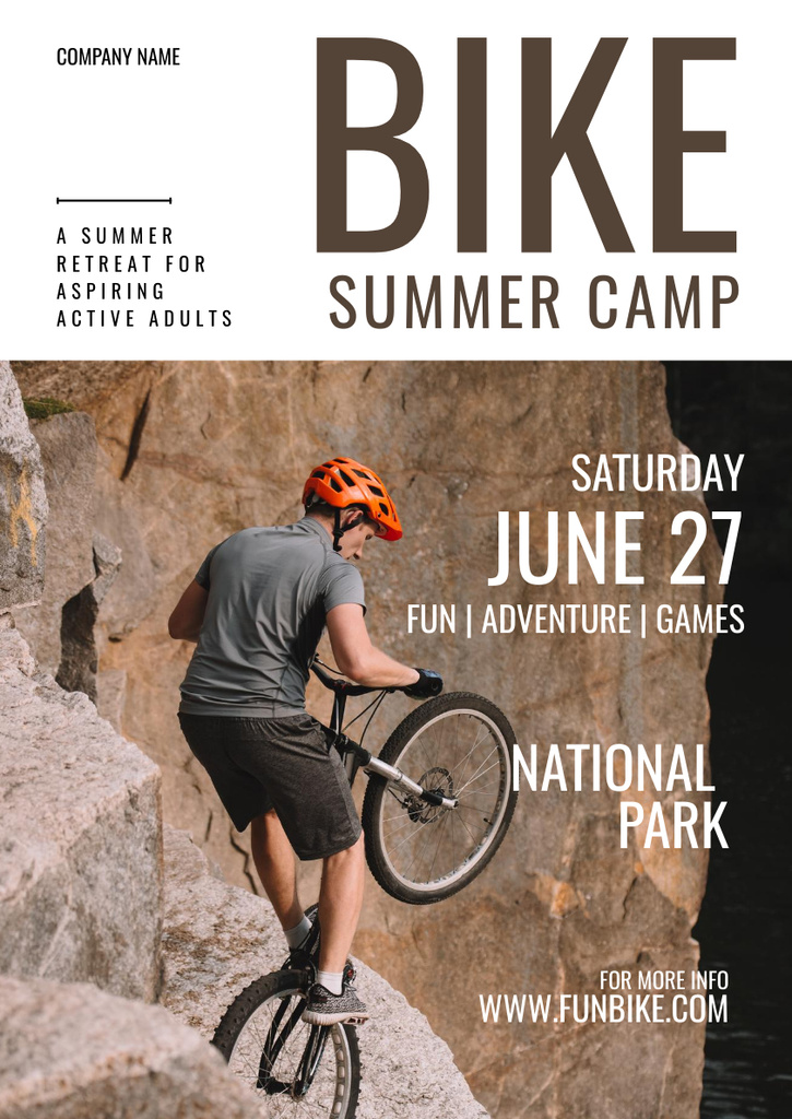 Designvorlage Stunning Bike Summer Camp Ad In June für Poster A3
