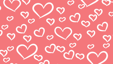 Feriado do Dia dos Namorados com corações brancos em rosa Zoom Background Modelo de Design