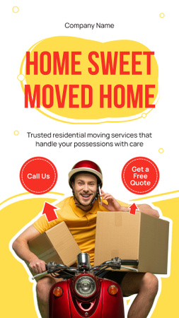 Moving Services Ad with Courier on Scooter Instagram Story Design Template