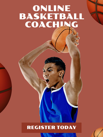Online Basketball Coaching Courses Poster US Design Template