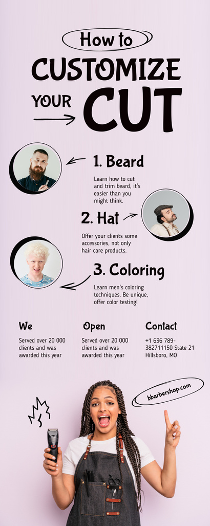 Hairstylist with Tools Infographic Tasarım Şablonu