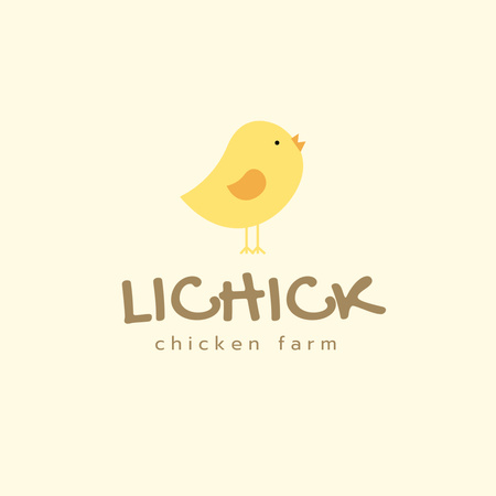 Chicken Farm Offer with Cute Little Chick Logoデザインテンプレート