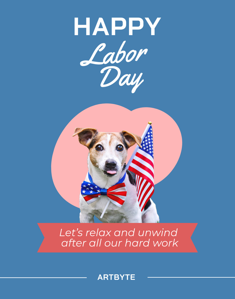 Joyful Labor Day Greetings With Dog Poster 22x28in Šablona návrhu
