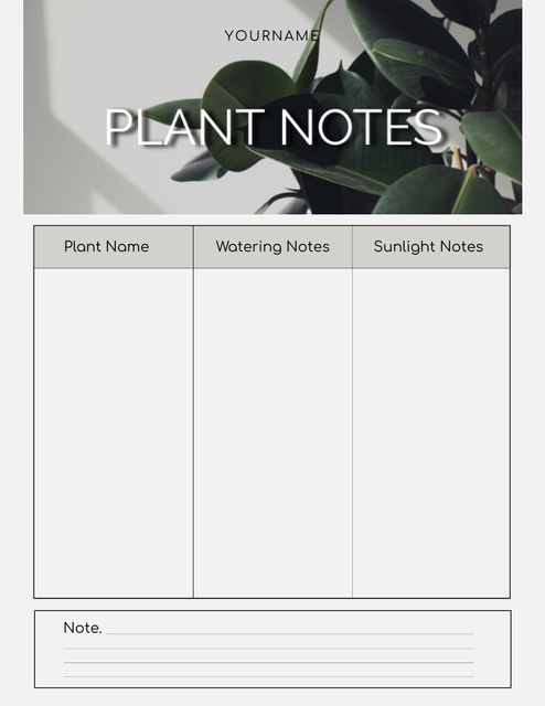 Plant Growth Notes Notepad 8.5x11in Tasarım Şablonu