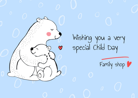 Mother Bear Hugging Cub On Children's Day Postcard 5x7in Design Template