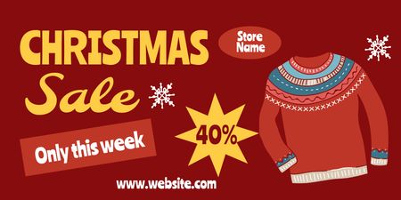 Knitwear Christmas Sale Red Twitter Design Template