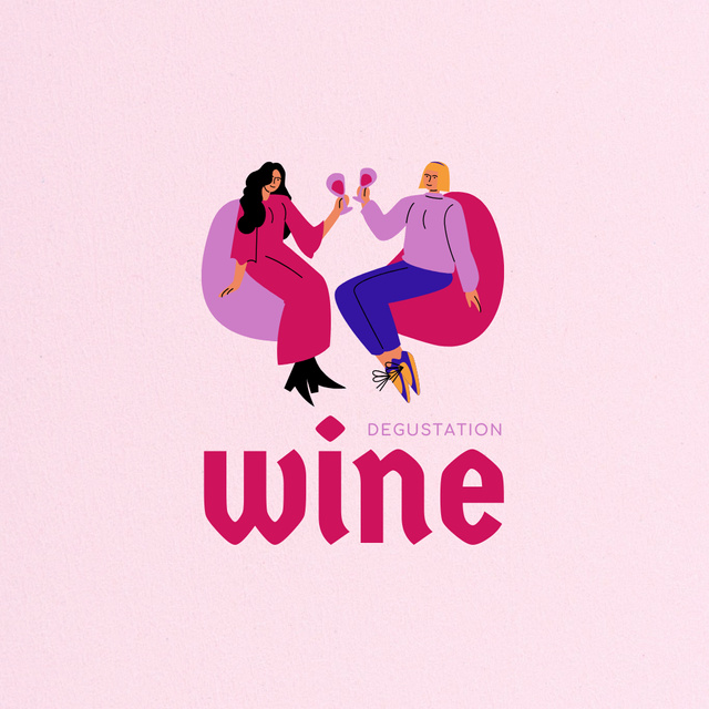 Wine Shop Ad with Women holding Wineglasses Logo Design Template