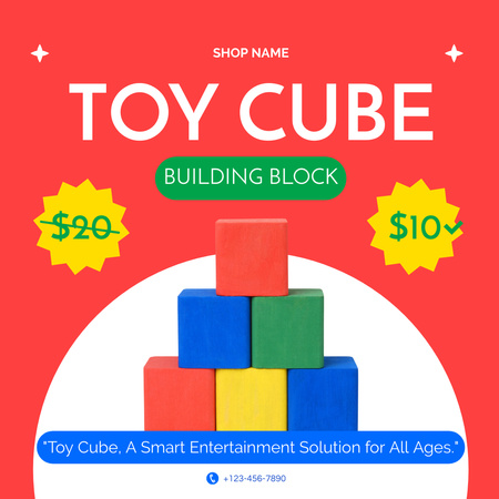 Discount on Children's Building Blocks Instagram AD Design Template