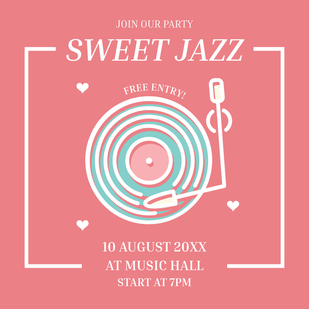 Jazz Music Party Announcement Instagram Tasarım Şablonu