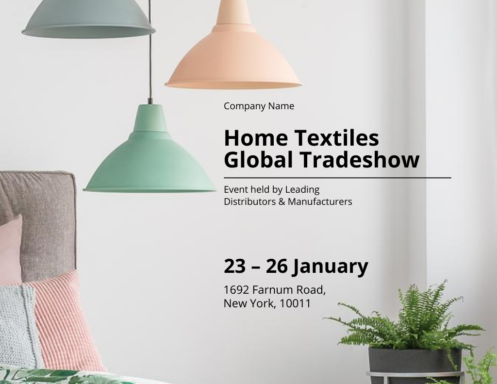 Home Textiles Event Announcement with Light Room Flyer 8.5x11in Horizontal Πρότυπο σχεδίασης
