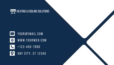 Platilla de diseño Heating and Cooling Solutions and Improvements Offer on Blue Business Card US