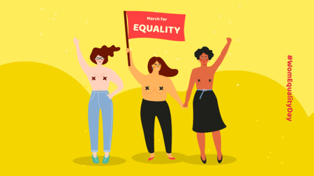 Women on Equality Day Demonstration FB event cover Design Template